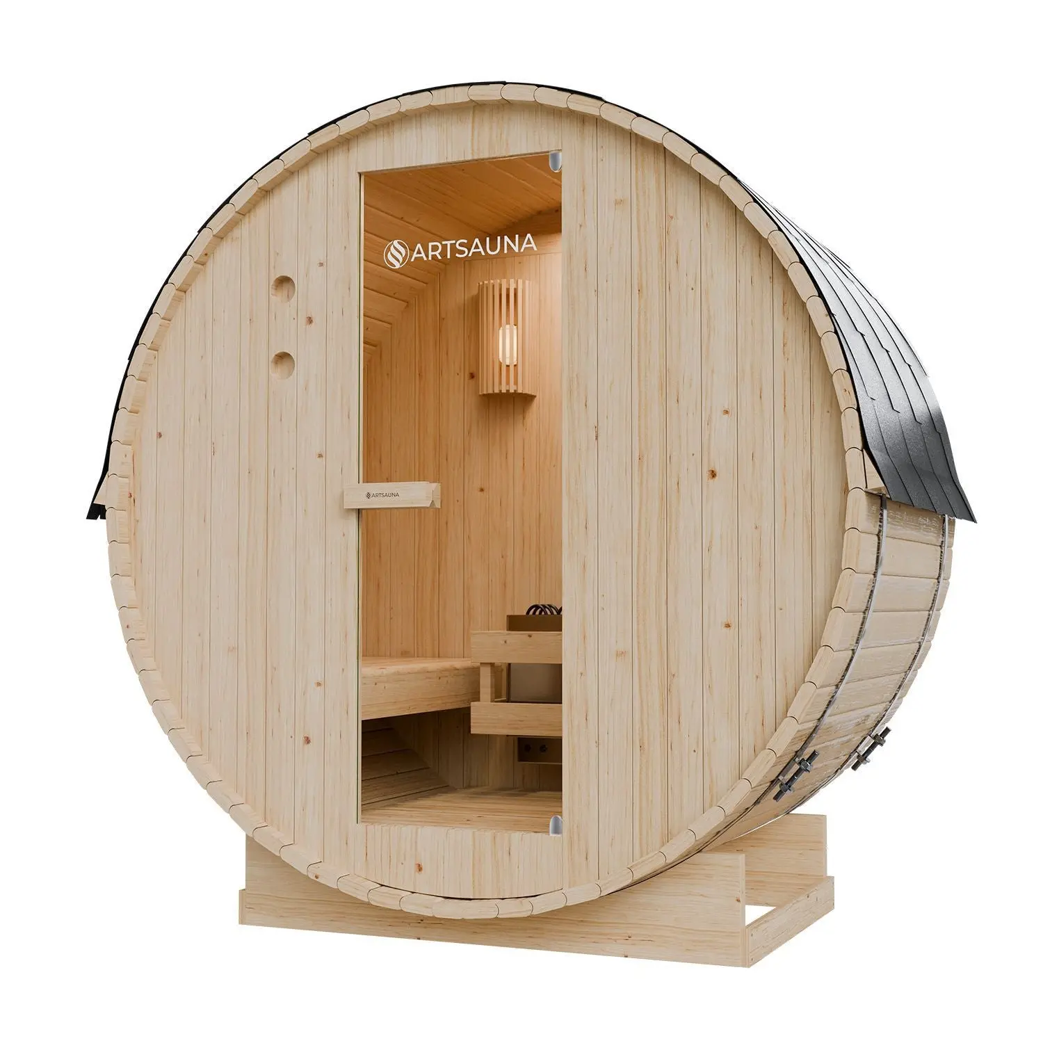 Sauna extérieur Artsauna Spitzbergen 120, vue de trois quarts