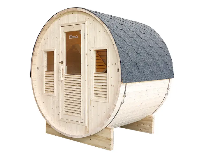 Sauna extérieur Holl's Gaïa Bella, vue de trois quarts