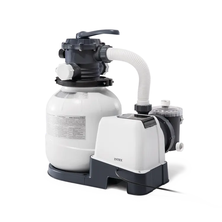 Groupe de filtration à sable Intex SX2100 Plus, vue de trois quarts